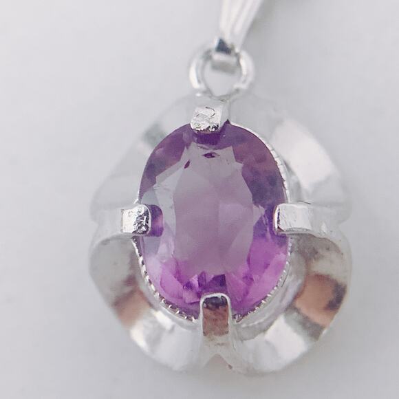 VTG Signed HMS Sterling Silver Necklace and Amethyst Pendant in Box 1970s 1980s - Picture 5 of 15